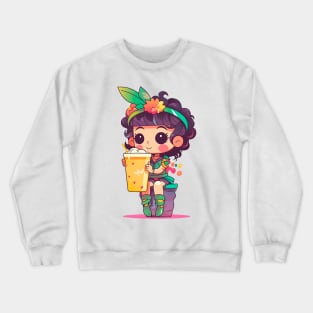 Fairy & Boba Tea Funny Food Retro Japonese Anime Crewneck Sweatshirt